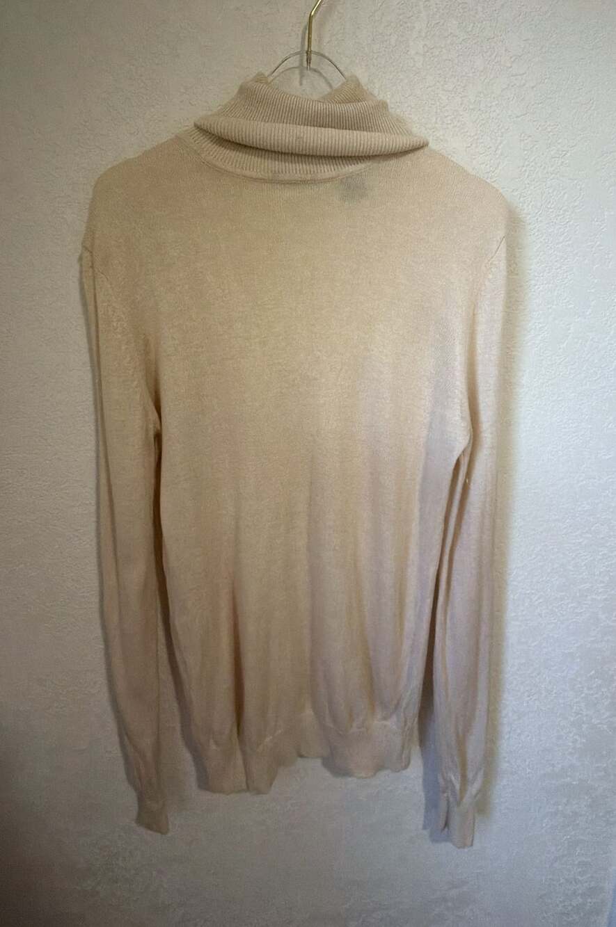 Moda International Silk Cashmere Turtleneck Sweater Size M Beige